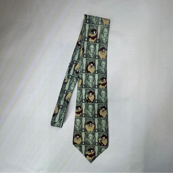 Looney Toons Tazmanian Devil Taz Dollar Bill Vintage Collectible Tie - Picture 2 of 7